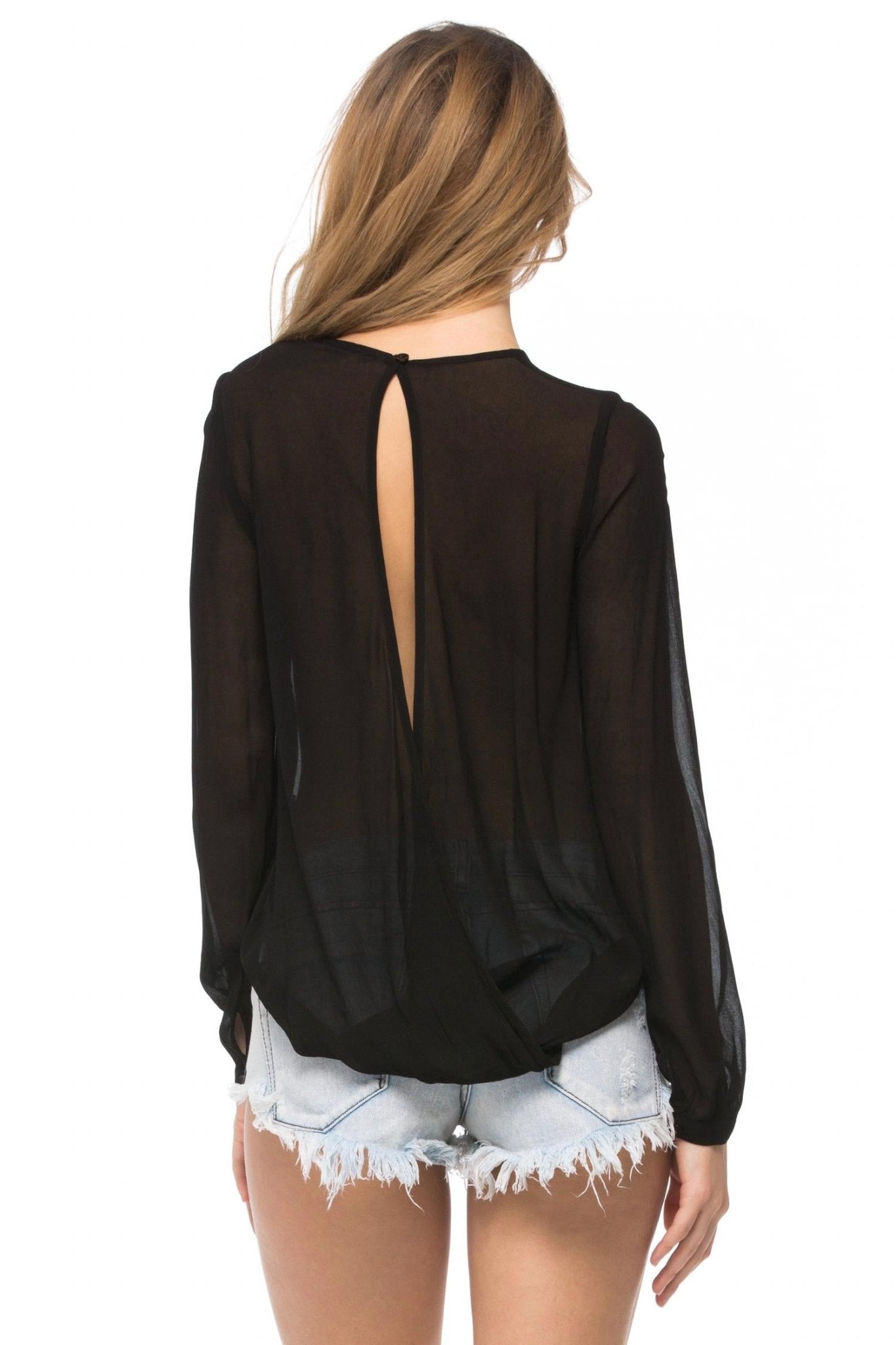 Young Fabulous & Broke - Women's Caliante Wrap Top - black - blouses - clothing