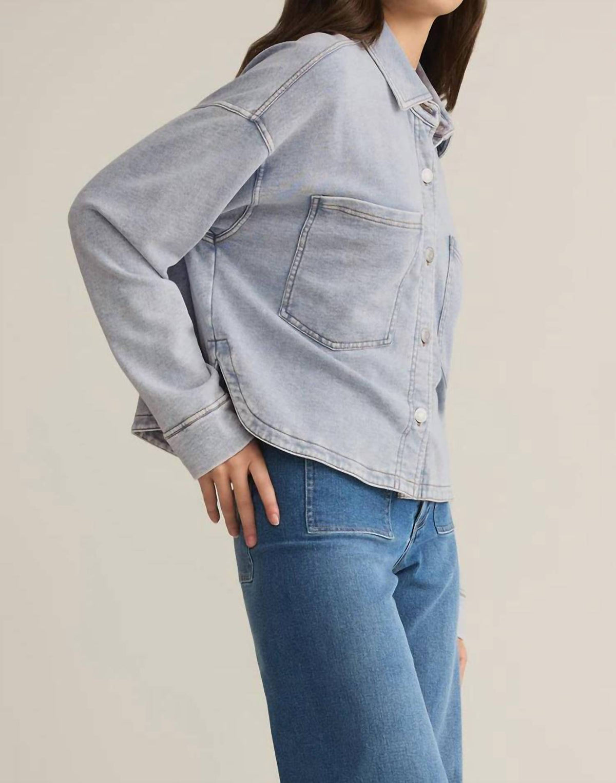 Z Supply - ALL DAY CROPPED KNIT DENIM JACKET