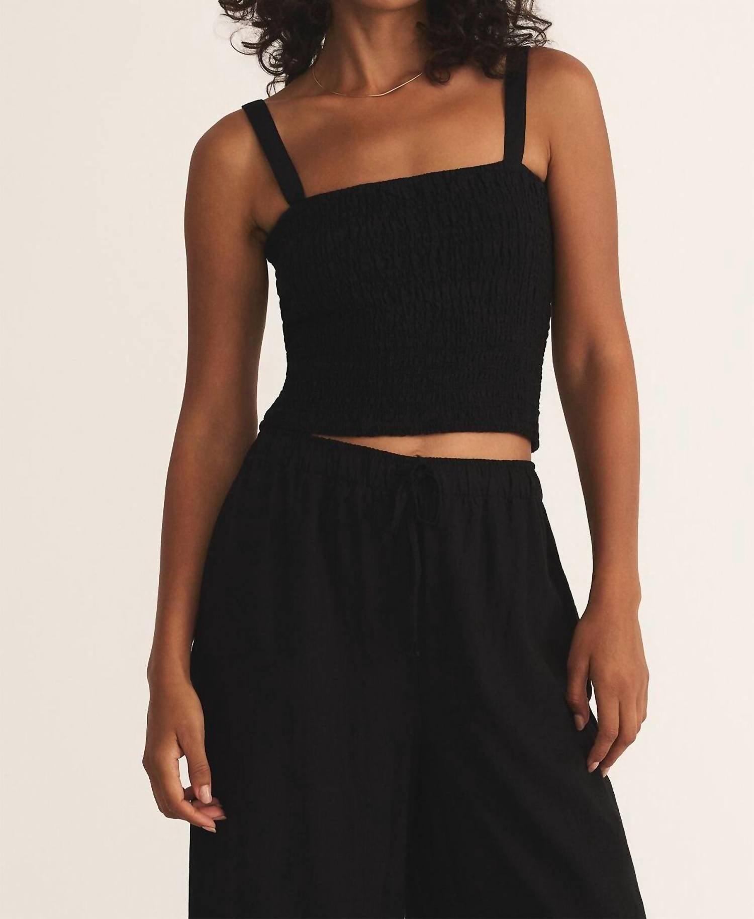 Z Supply - Amelie Linen Top - black - clothing - crop - tops