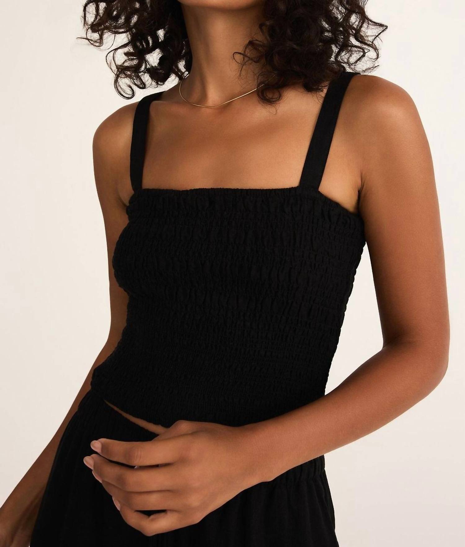 Z Supply - Amelie Linen Top - black - clothing - crop - tops