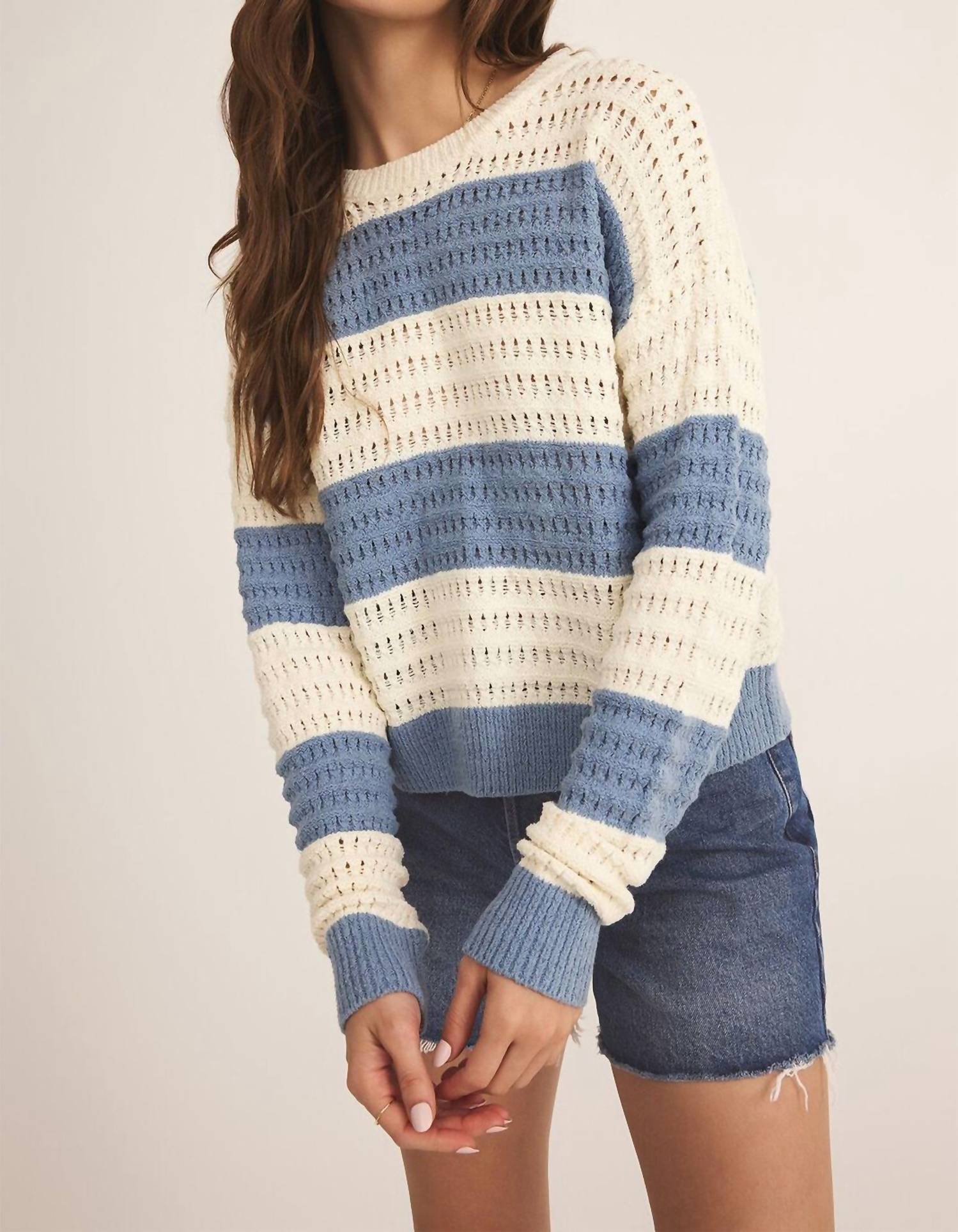 Z Supply - Bonapart Sweater - blue - clothing - cotton - blend