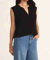 Z Supply - CLIFFSIDE V - NECK AIRY GAUZE TOP - black - blouses - clothing