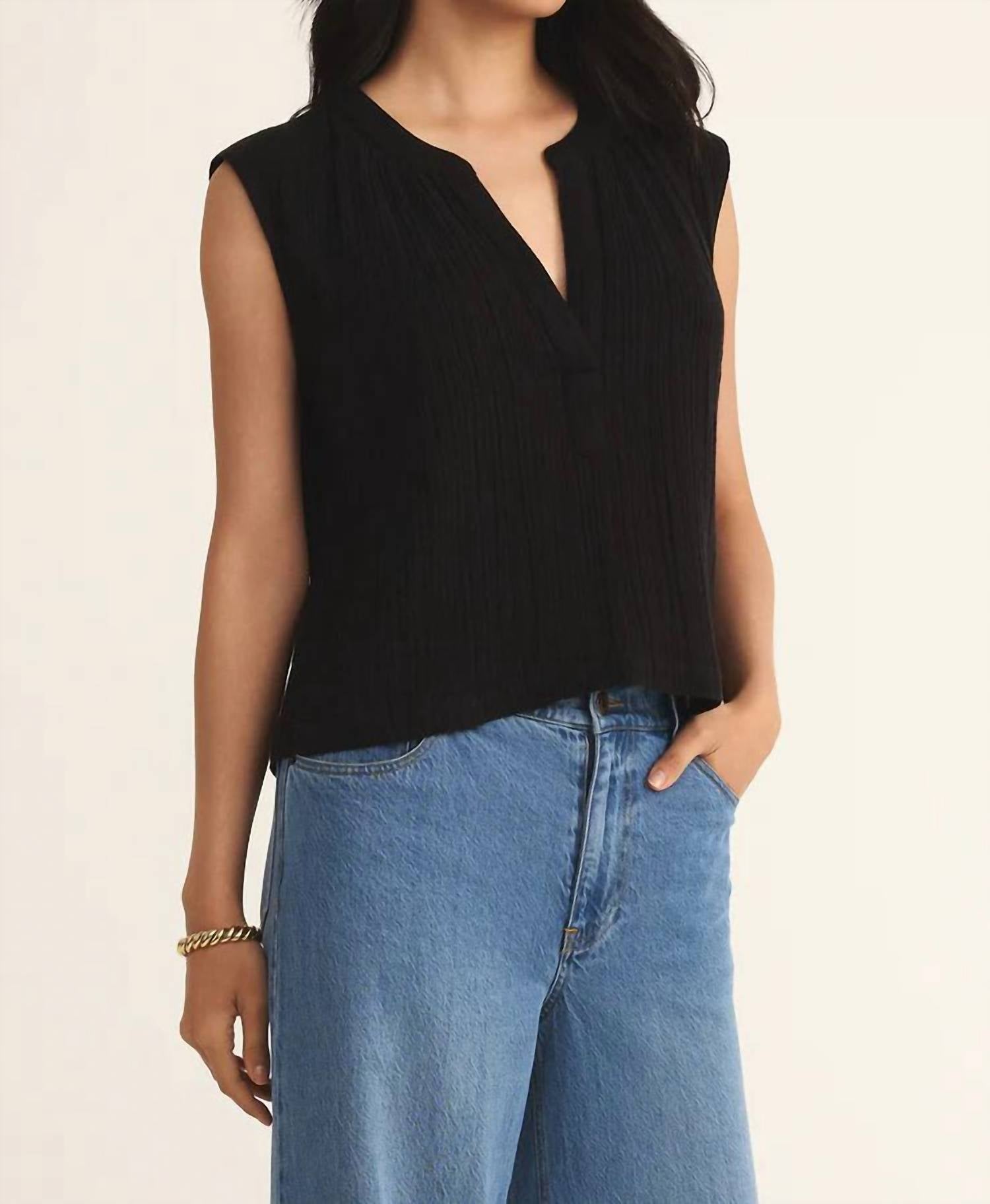 Z Supply - CLIFFSIDE V - NECK AIRY GAUZE TOP - black - blouses - clothing