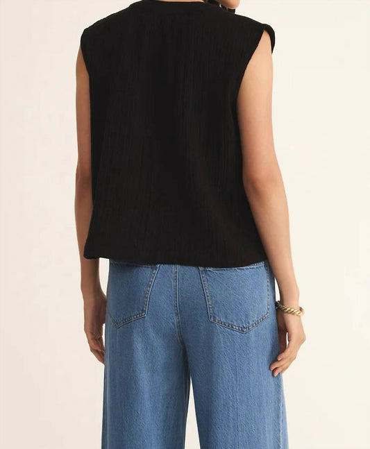 Z Supply - CLIFFSIDE V - NECK AIRY GAUZE TOP - black - blouses - clothing