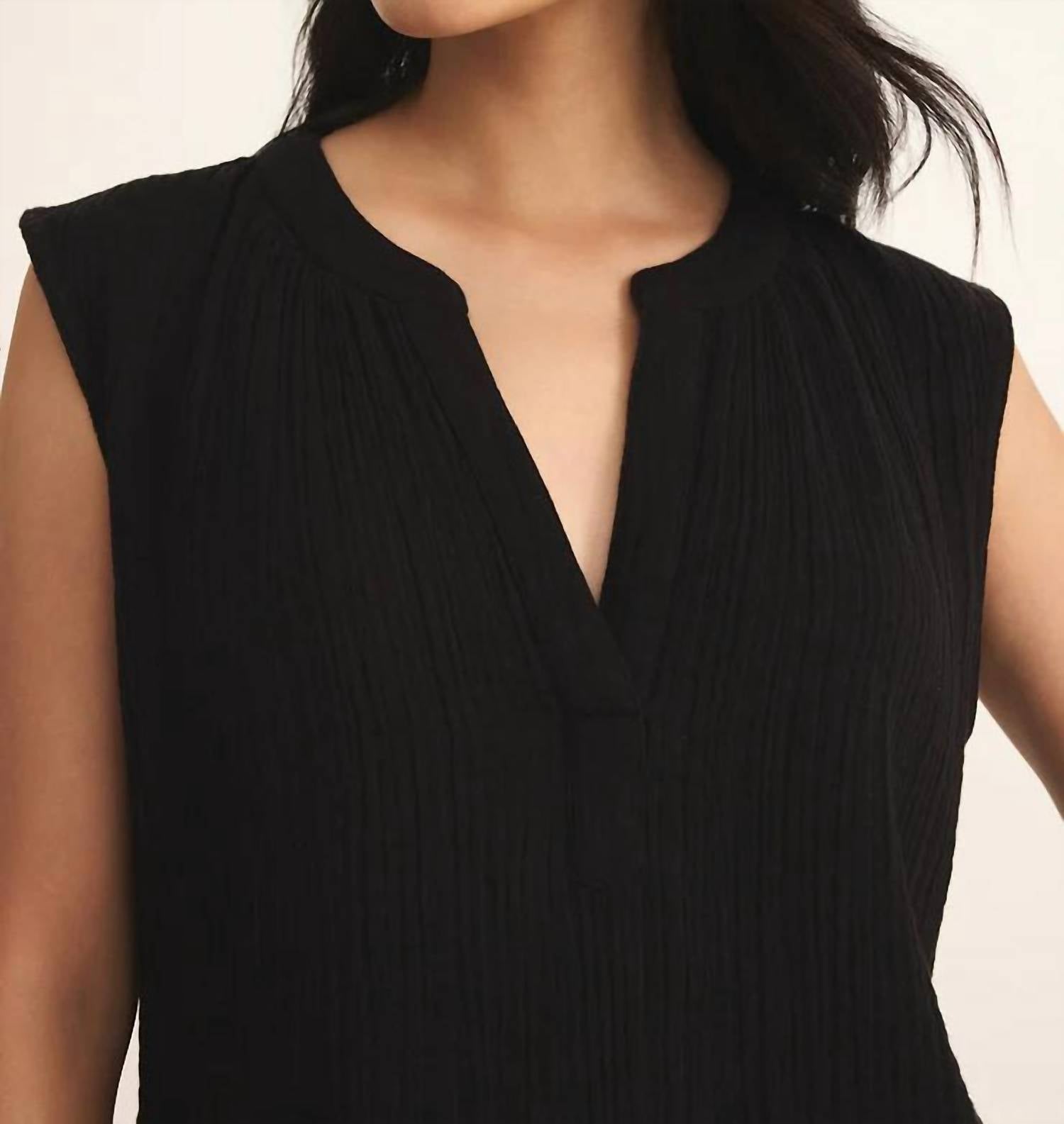 Z Supply - CLIFFSIDE V - NECK AIRY GAUZE TOP - black - blouses - clothing