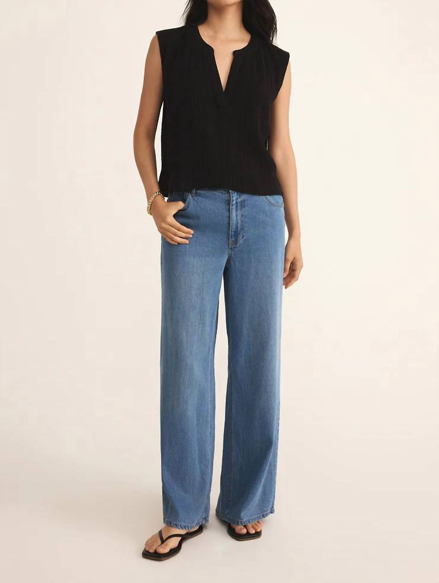 Z Supply - CLIFFSIDE V - NECK AIRY GAUZE TOP - black - blouses - clothing