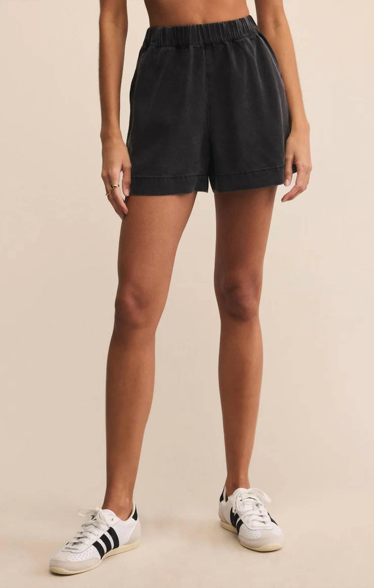 Z Supply - Evergreen Road Shorts - Storm - black - clothing - high - waist