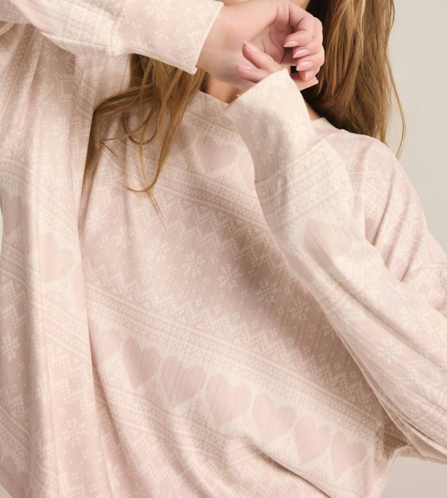 Z Supply - Fairisle Heart Long Sleeve Top - clothing - grey - patterned