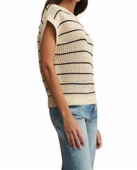 Z Supply - Ines Striped Crochet Sweater - beige - clothing - cotton - blend