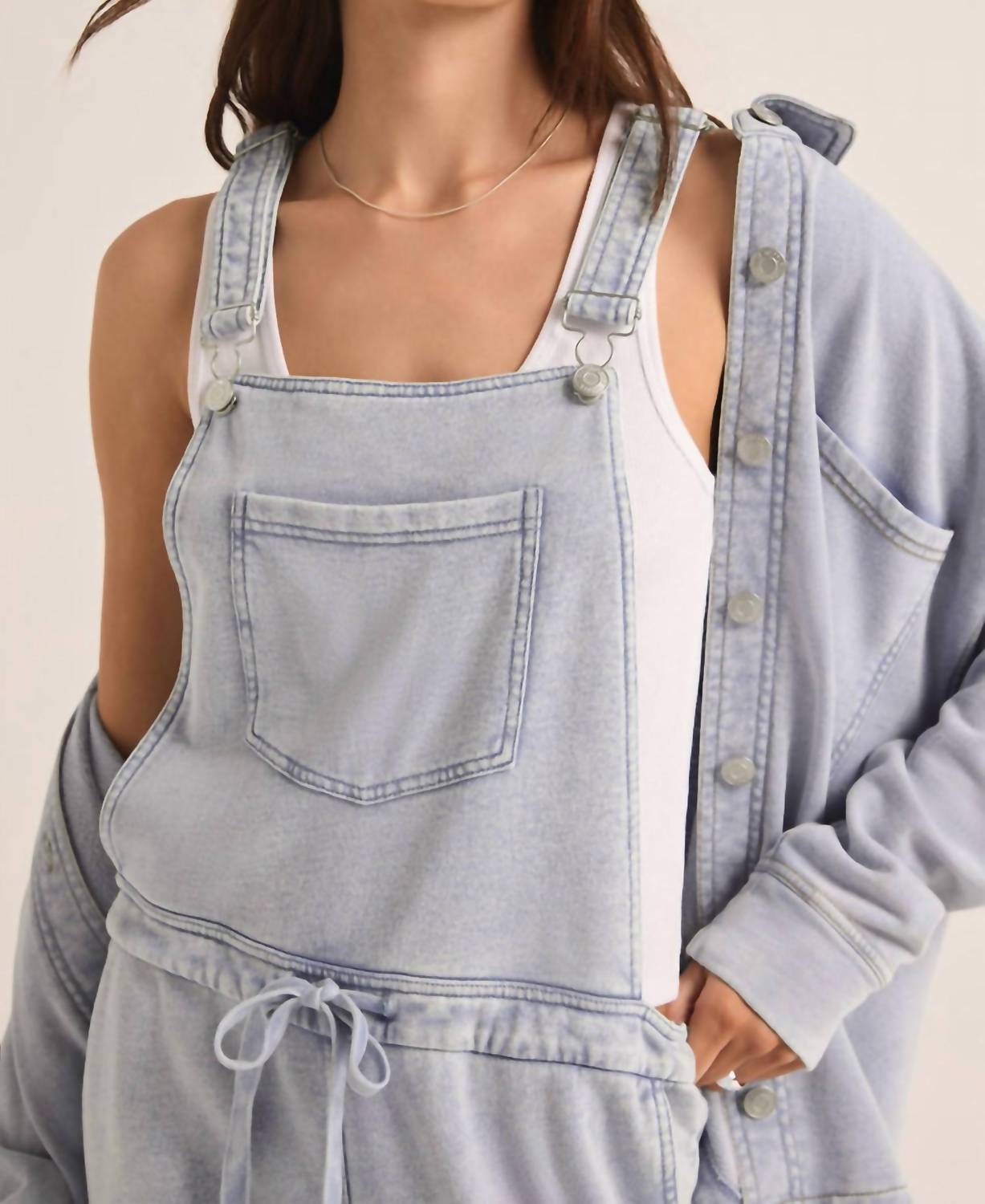 Z Supply - Knit Denim Overalls - blue - clothing - cotton - blend