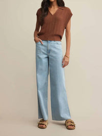 Z Supply - Lauden Crochet Polo Top - acrylic - blouses - brown
