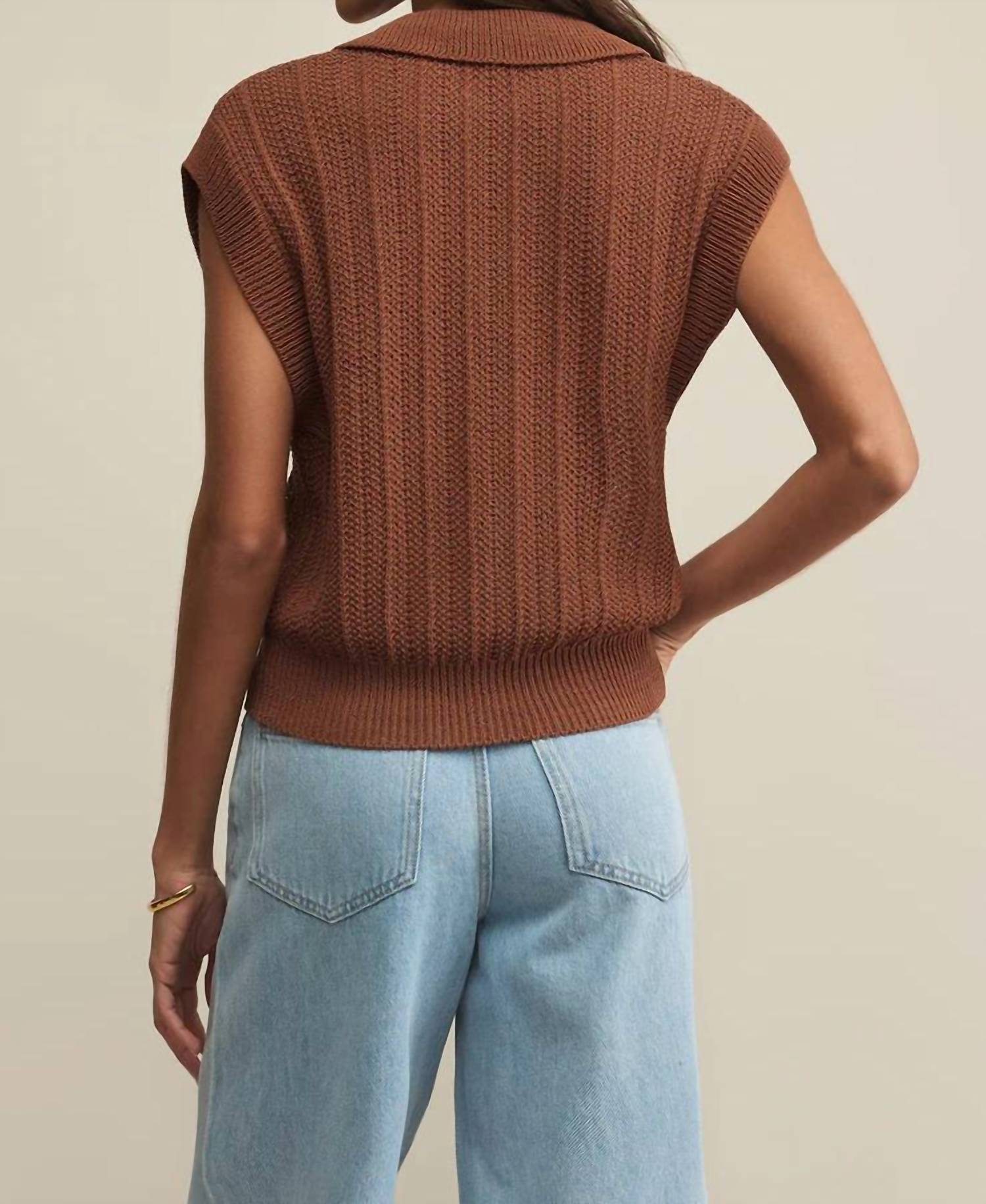 Z Supply - Lauden Crochet Polo Top - acrylic - blouses - brown