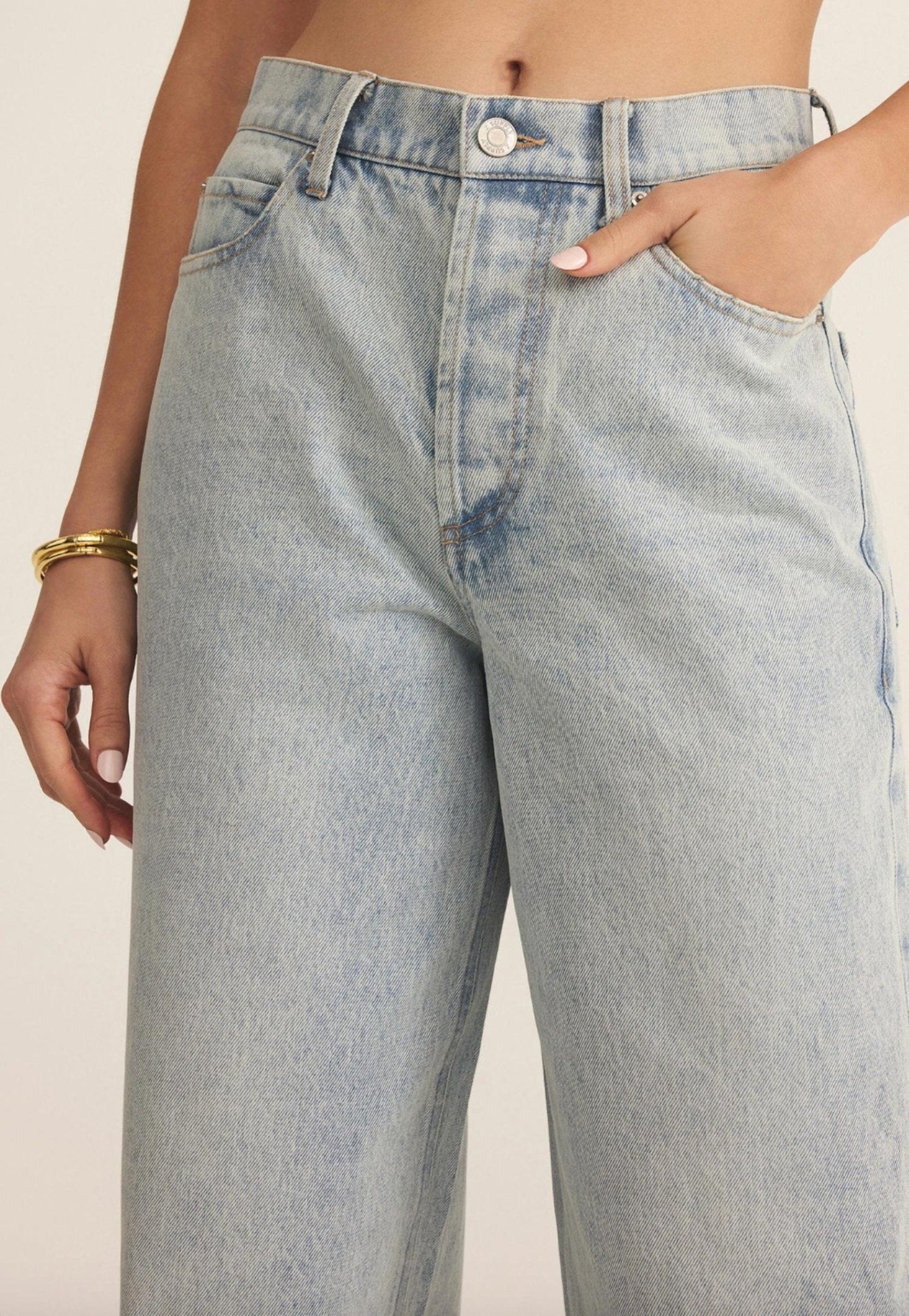 Z Supply - Lou High Rise Denim Pant - blue - clothing - cotton