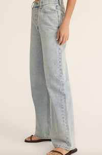 Z Supply - Lou High Rise Denim Pant - blue - clothing - cotton
