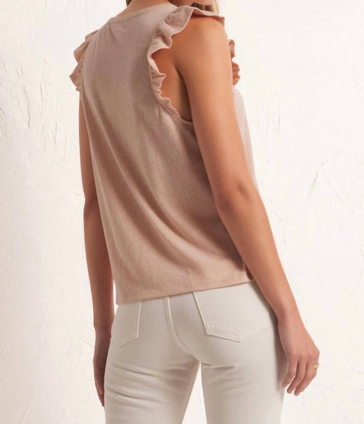 Z Supply - Marille Flutter Sleeve Top - clothing - cotton - blend - pink