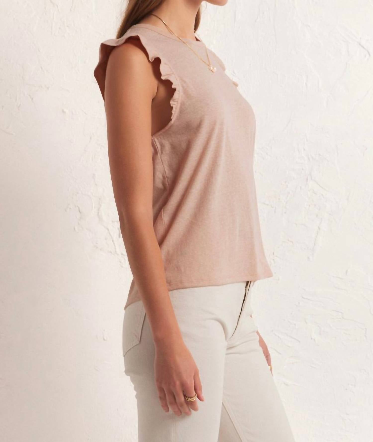 Z Supply - Marille Flutter Sleeve Top - clothing - cotton - blend - pink