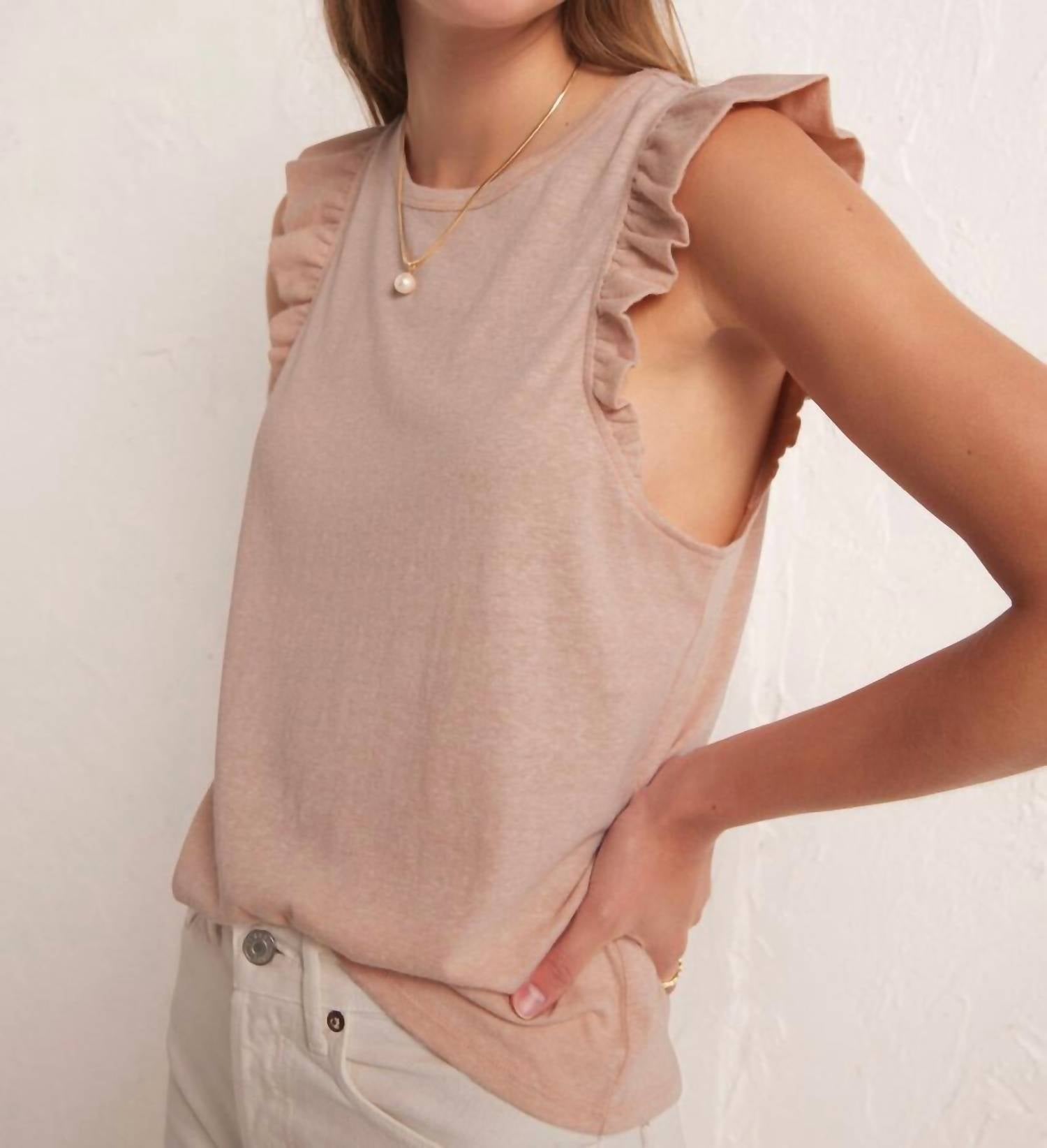 Z Supply - Marille Flutter Sleeve Top - clothing - cotton - blend - pink