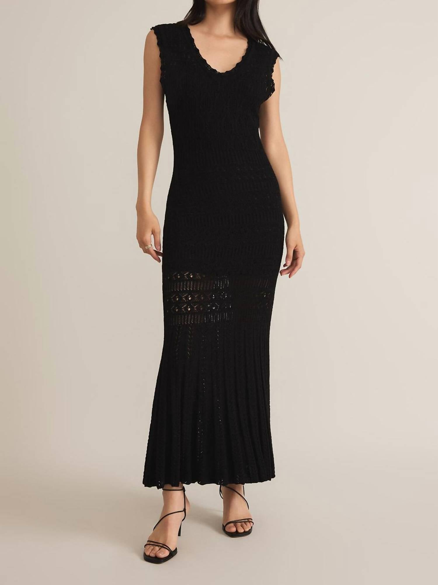 Z Supply - Marsella Crochet Midi Dress - black - clothing - cotton - blend