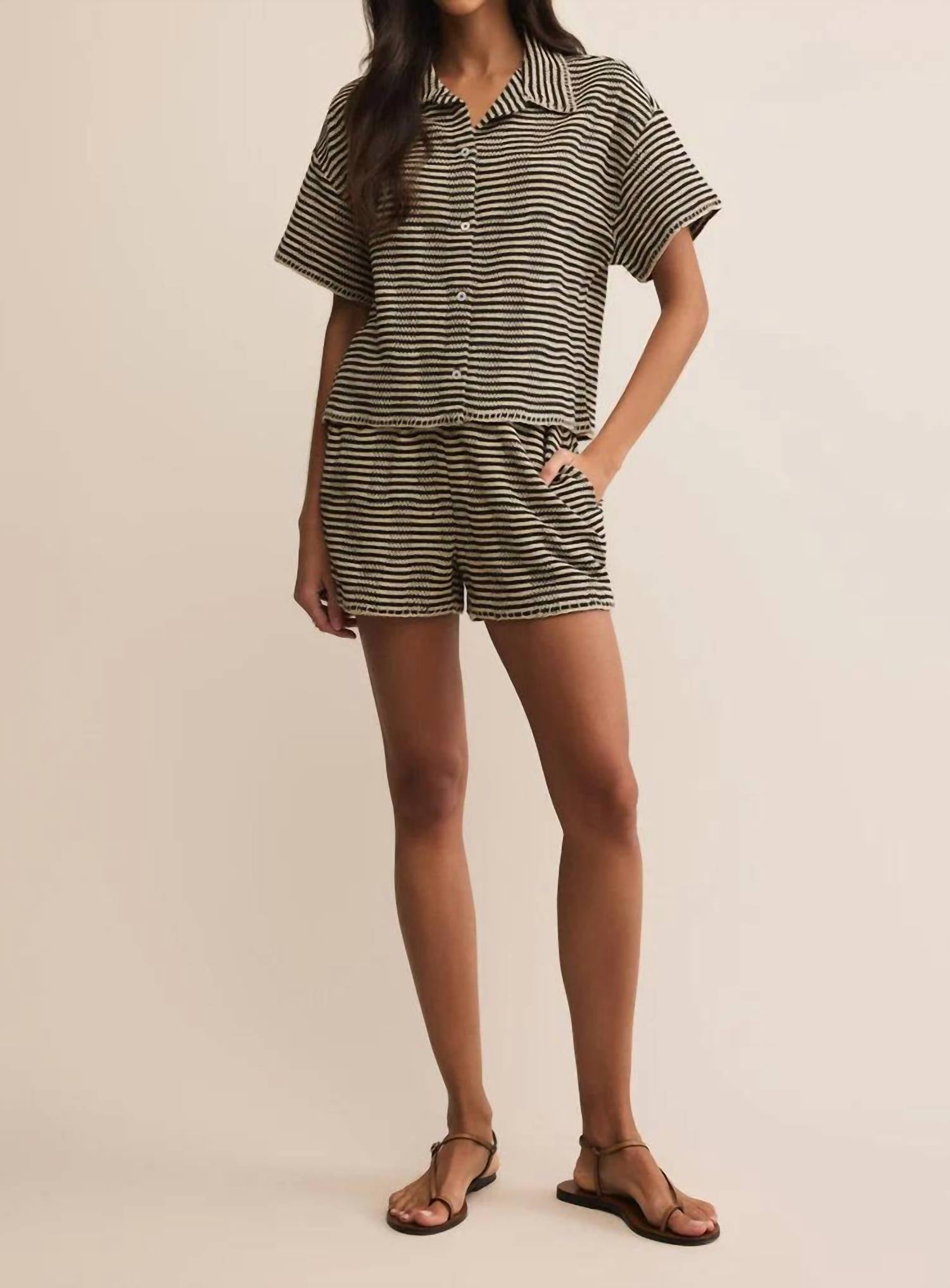 Z Supply - Monaco Crochet Button Up - black - clothing - cotton - blend