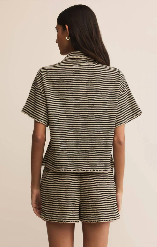 Z Supply - Monaco Crochet Button Up - black - clothing - cotton - blend