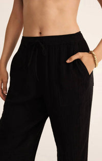 Z Supply - PLAZA AIRY GAUZE ANKLE PANT - black - clothing - cotton