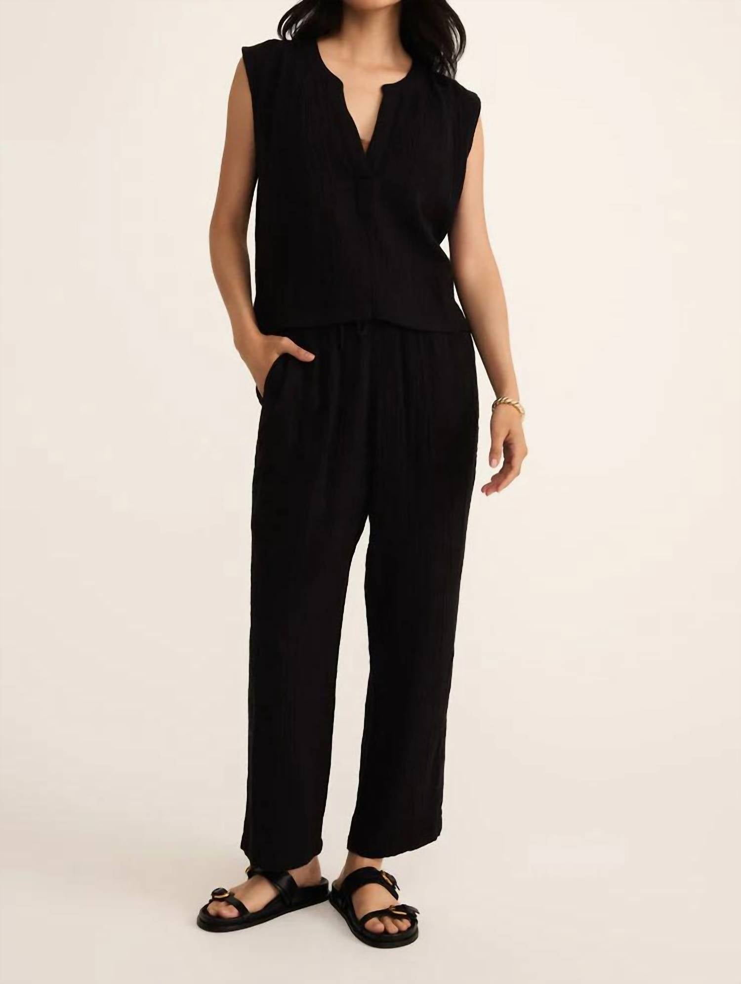 Z Supply - PLAZA AIRY GAUZE ANKLE PANT - black - clothing - cotton