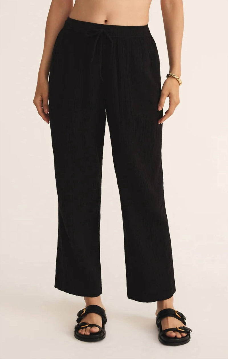 Z Supply - PLAZA AIRY GAUZE ANKLE PANT - black - clothing - cotton
