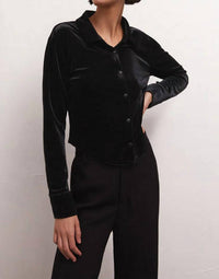 Z Supply - Presley Front Button Velvet Top - black - button - down - shirts - clothing