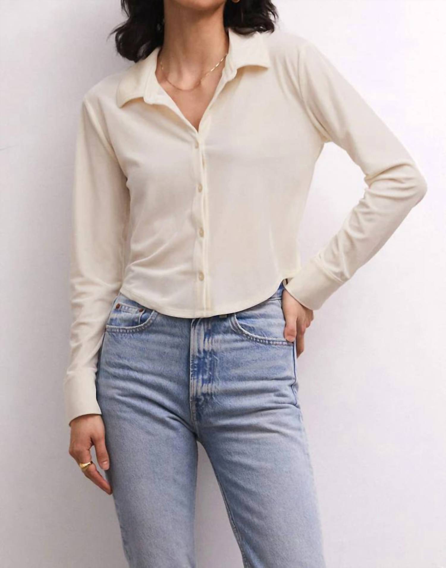 Z Supply - Presley Front Button Velvet Top - button - down - shirts - clothing - shirts