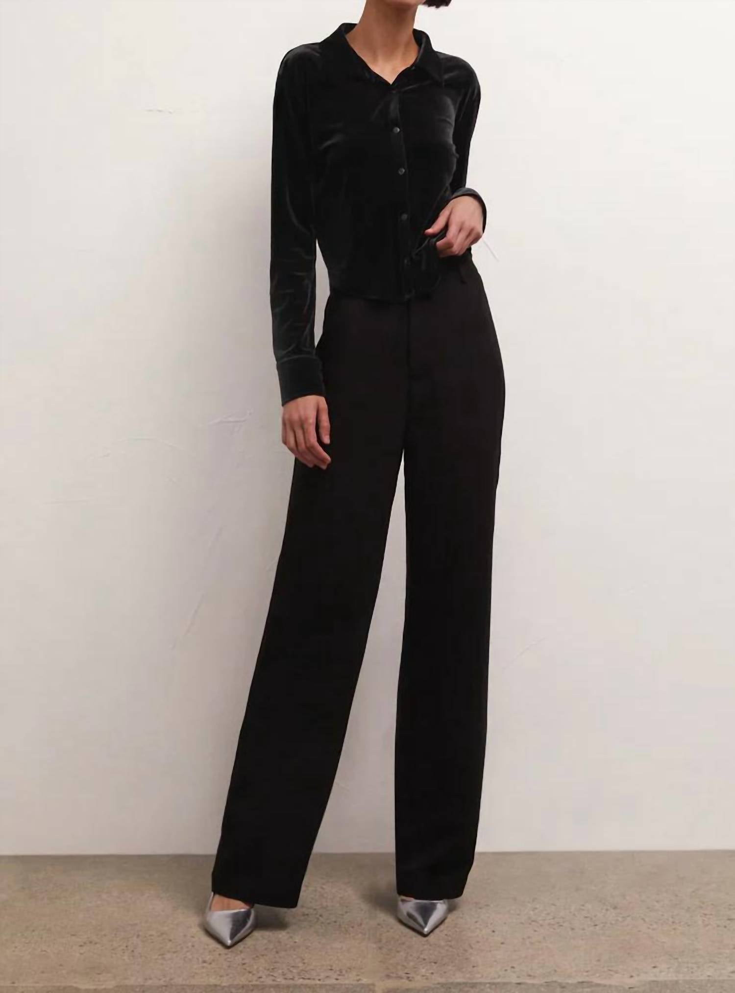 Z Supply - Presley Front Button Velvet Top - black - button - down - shirts - clothing