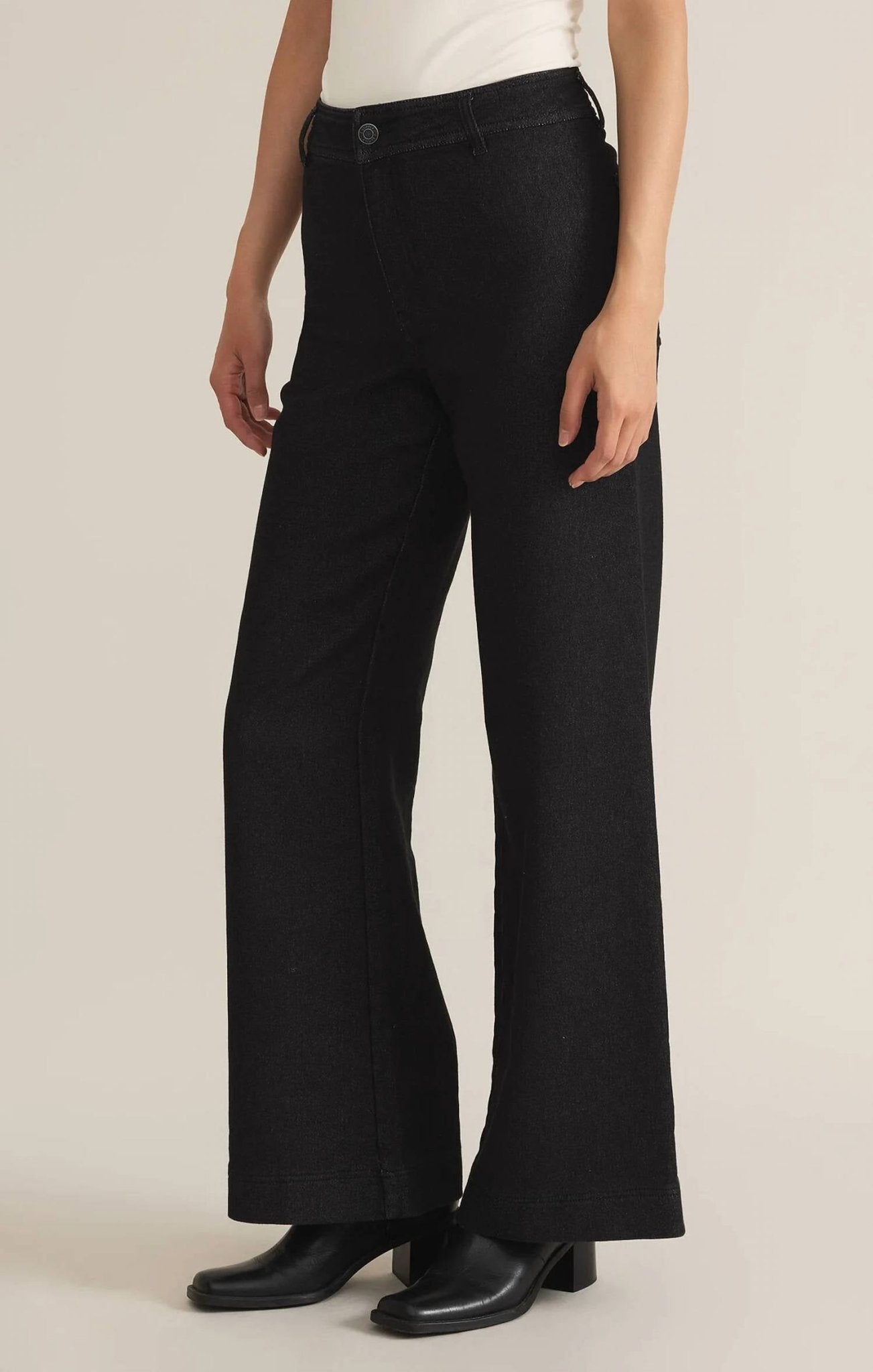 Z Supply - Rilynn Wide Leg Denim Trouser - black - clothing - denim