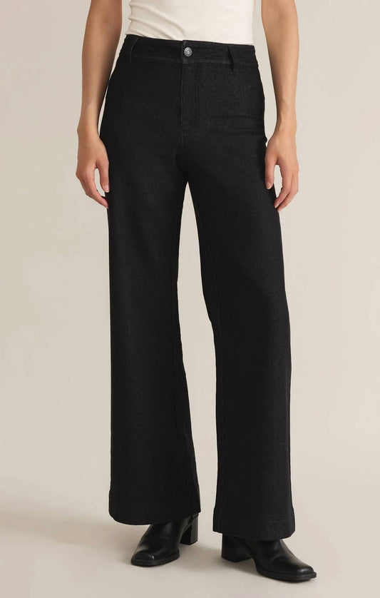 Z Supply - Rilynn Wide Leg Denim Trouser - black - clothing - denim