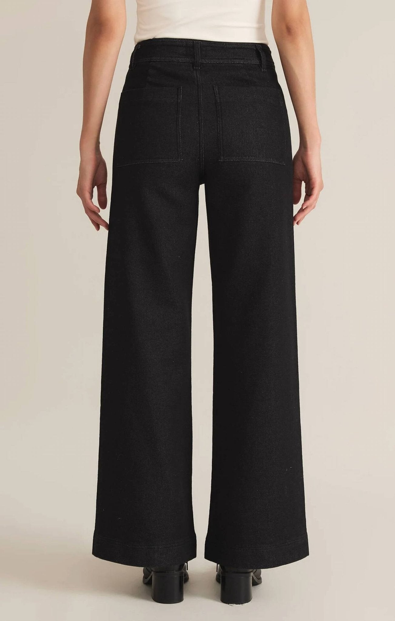 Z Supply - Rilynn Wide Leg Denim Trouser - black - clothing - denim