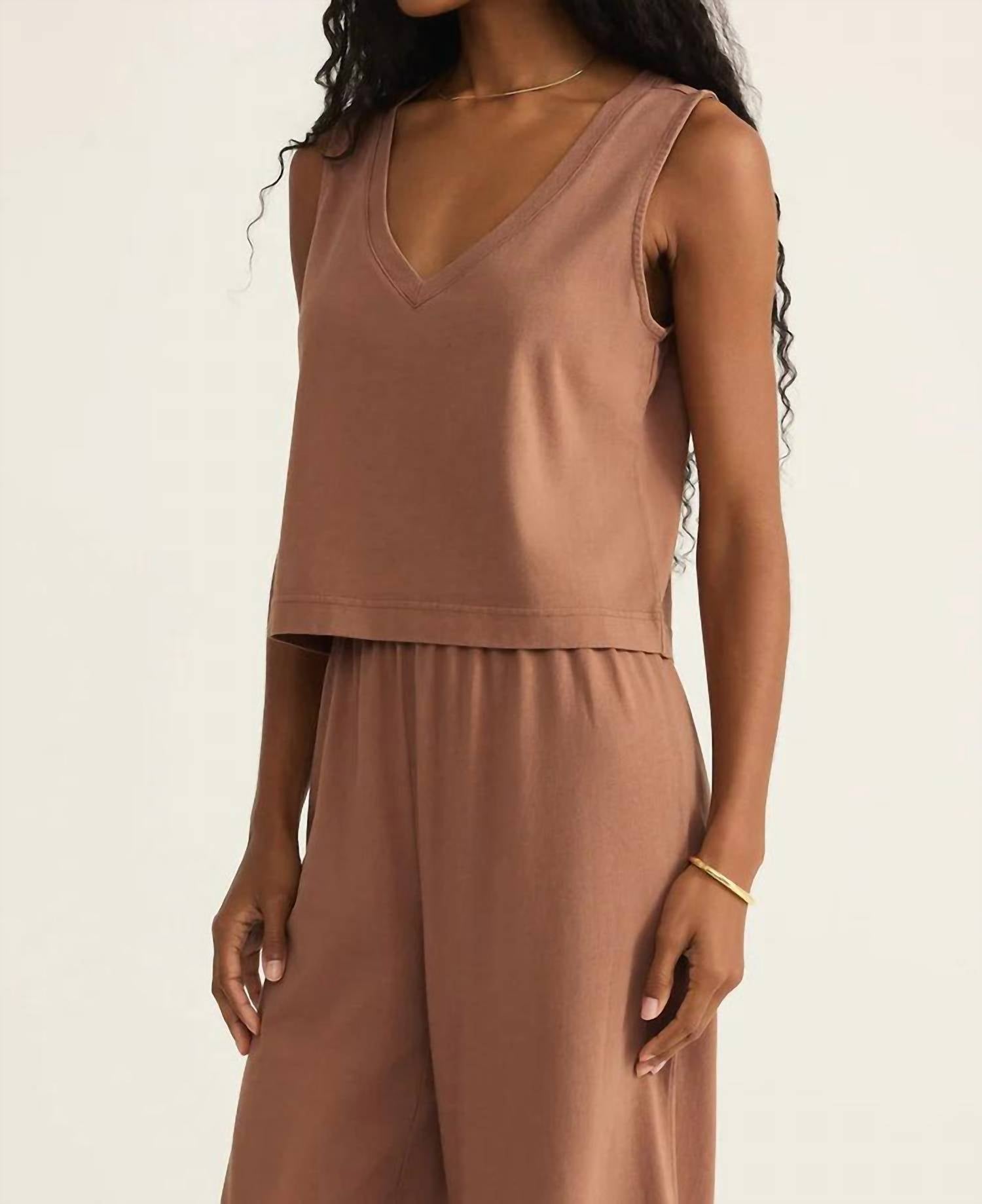Z Supply - Sloane V - neck Top - brown - clothing - cotton