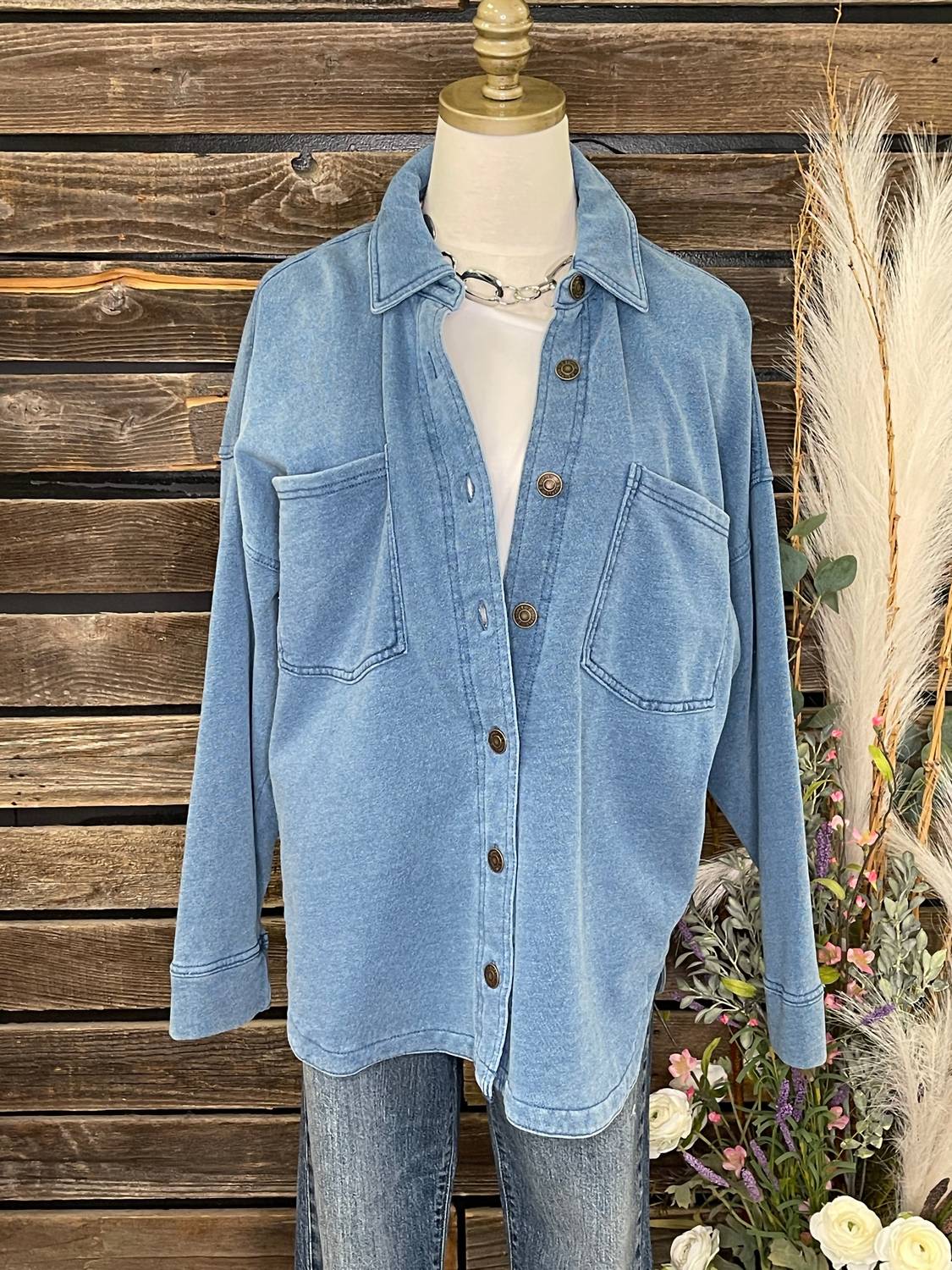Z Supply - Women's All Day Knit Denim Jacket - blue - clothing - cotton - blend