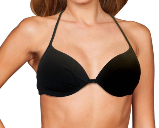 Zali - Underwire Halter Tie Back Bikini Top - bikinis - black - clothing