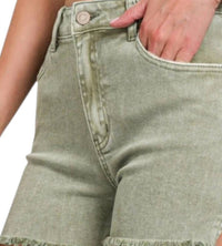 Zenana - Acid Wash Denim Shorts