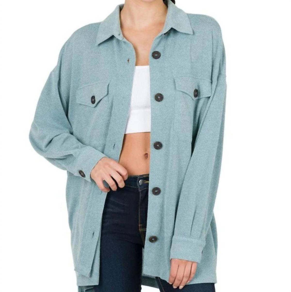 Zenana - Button Down Shacket