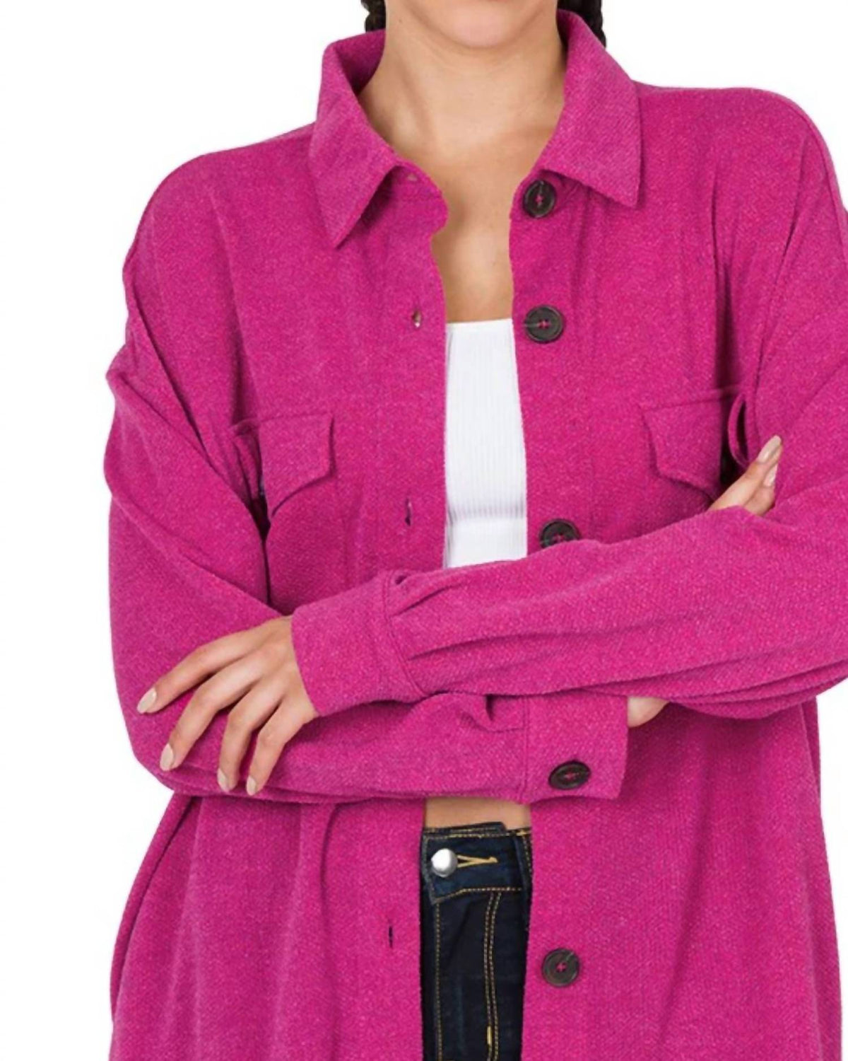Zenana - Button Down Shacket