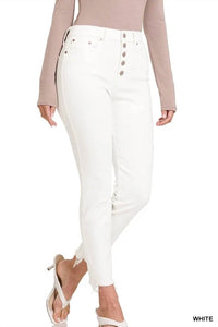 Zenana - Button Fly Raw Hem Jean