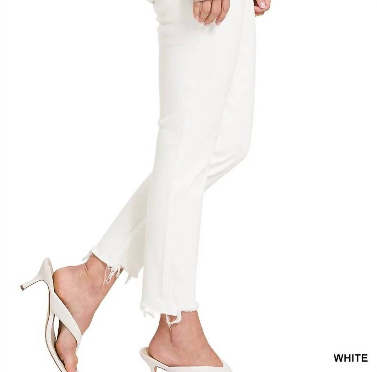 Zenana - Button Fly Raw Hem Jean