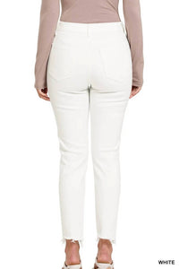 Zenana - Button Fly Raw Hem Jean
