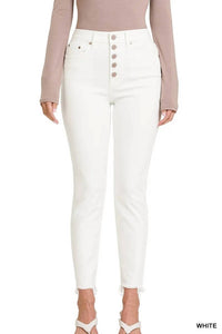 Zenana - Button Fly Raw Hem Jean