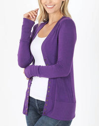 Zenana - Button Front Knit Cardigan