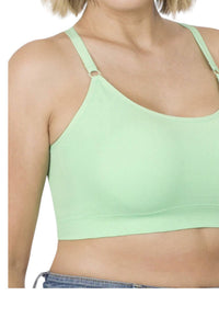 Zenana - Cross Back Padded Seamless Bra With Adjustable Strap