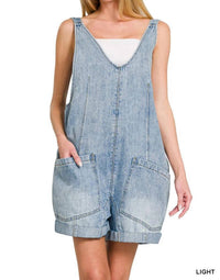 Zenana - Danica Denim Short Overalls