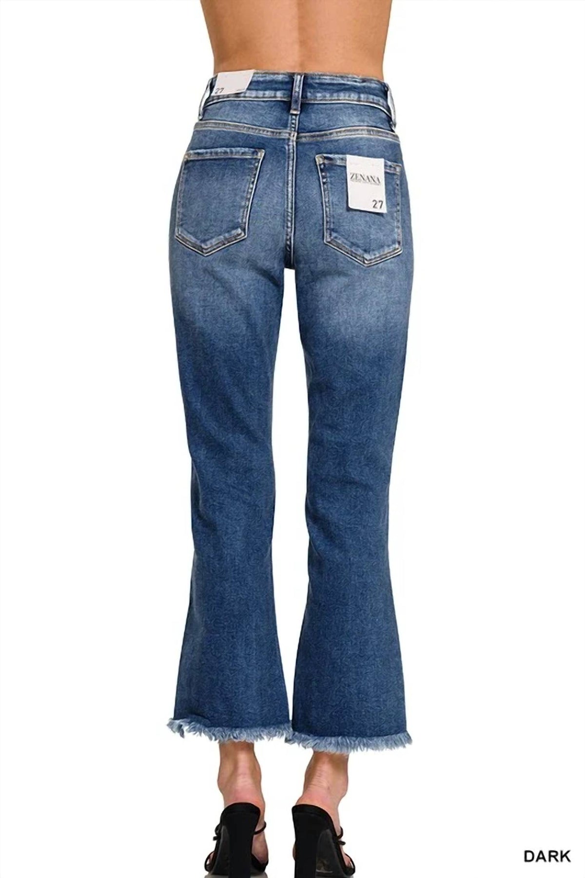 Zenana - Distressed Knee Cropped Jeans