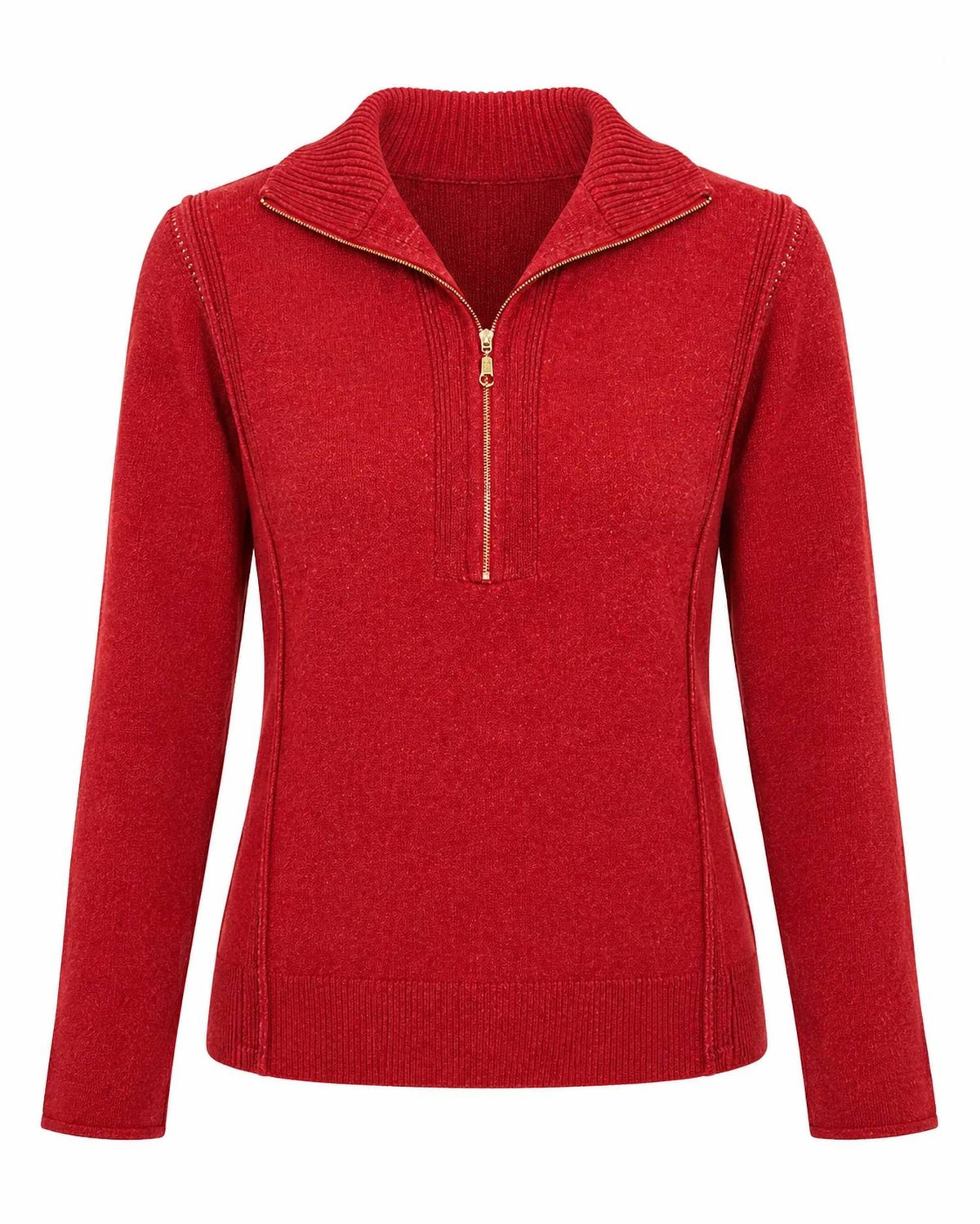 Zenana - Half Zip High Neck Sweater