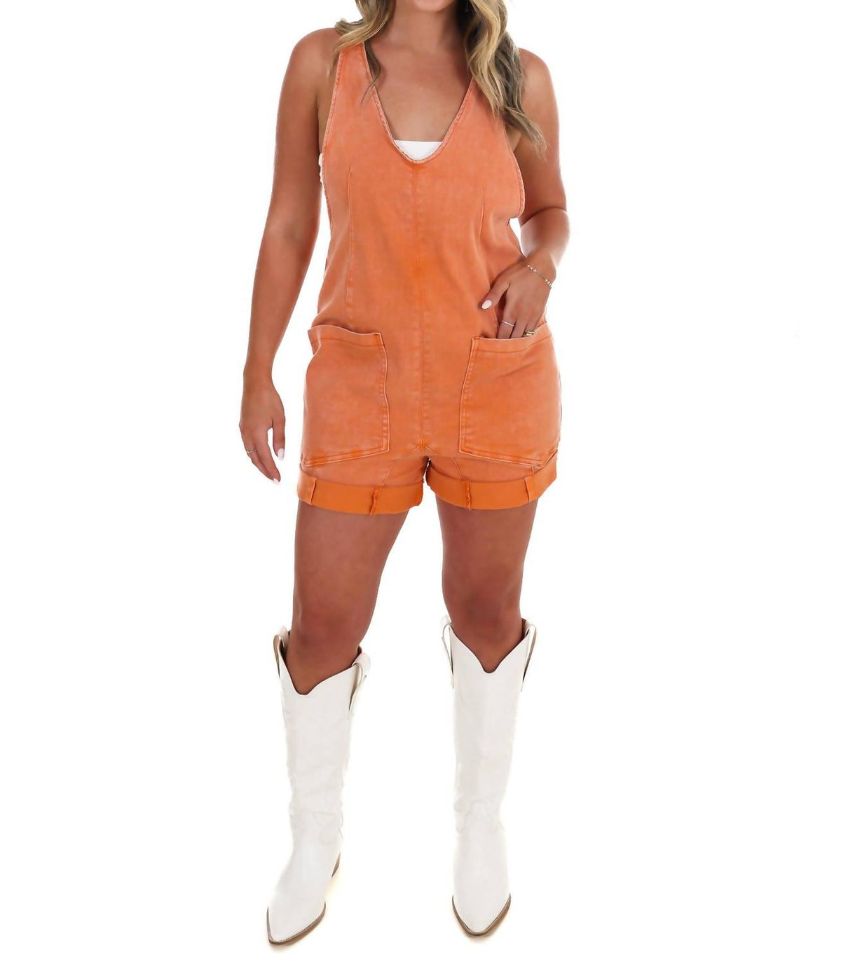 Zenana - Halftime Hype Denim Romper