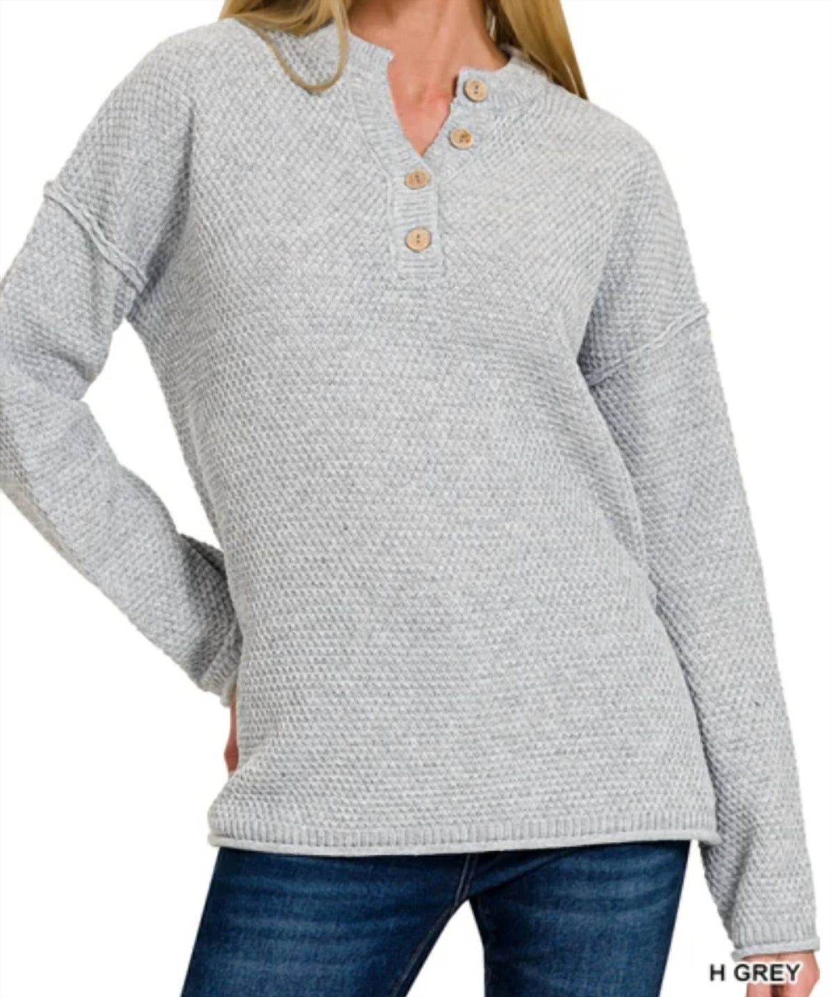 Zenana - Henley Basic Sweater
